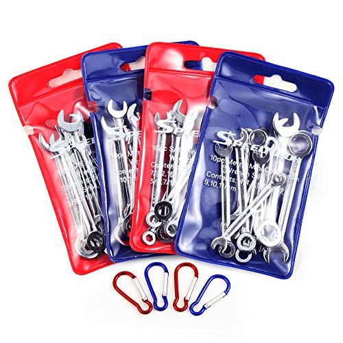 SPEEDWOX Mini Handle Wrench Set Metric SAE Ignition Wrench Set Open End