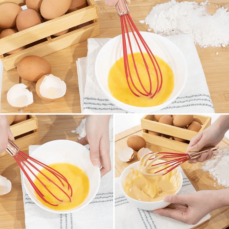  Natudeco Silicone Egg Whisk Non-electric for Household Purposes  Manual Egg Beater Hand Egg Mixer Kitchen Cooking Utensils for Whipping Egg  Whites Cream Chocolate Sauce Milkshake: Home & Kitchen