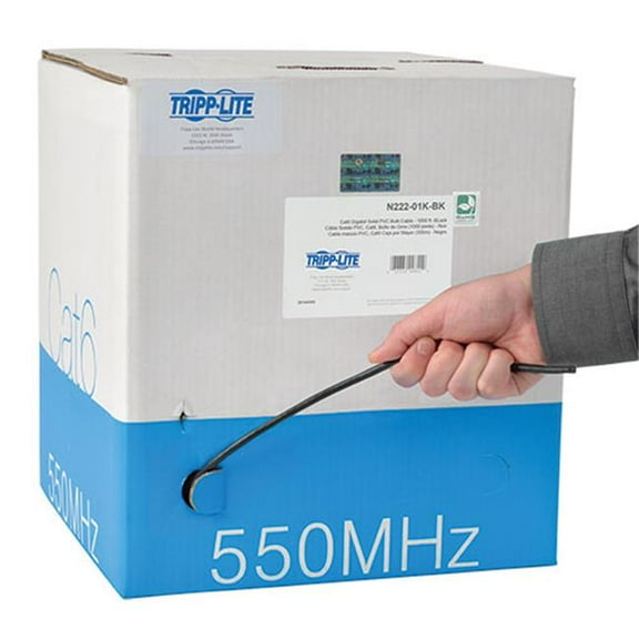 1000 ft. Cat6 Gigabit Bulk Solid-Core PVC Cable, Black