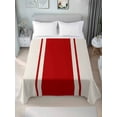 thumbnail image 4 of Twin XL Flat Sheet 66"x102", Red Vintage Soft Lightweight Bedding Flat Sheets Only, Geometric Stripes Simple Lines Brushed Microfiber Top Bed Sheet, Breathable StainResistant Bedsheets, 4 of 9