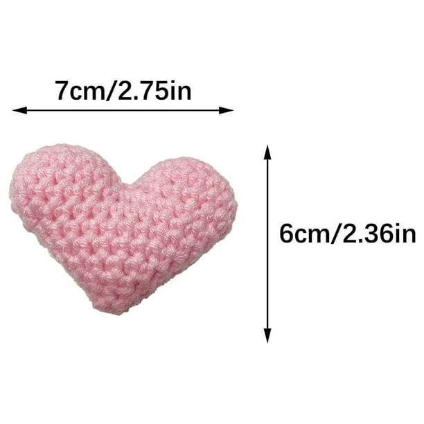 Pequeño corazón de ganchillo con bolsillo, tejido acrílico, mini símbolo de amor de 7 cm, pequeño recuerdo para el Día de San Valentín o cumpleaños, tarjeta de nombre extraíble con bolsa de organza,