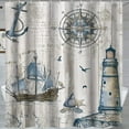 thumbnail image 2 of Sonernt Nautical Shower Curtain, Sailboat Lighthouse Compass Anchor Decorative Bathroom Curtain Polyester Waterproof Fabric with 12 Hooks, 72x72 Inch, 2 of 5