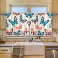 thumbnail image 2 of Yayeee Kitchen Curtains Tier Set of 2 Light Filtering 57"x36" Over Sink Window Panels, Green Butterflies, 2 of 7