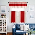 thumbnail image 2 of Red Vintage Kitchen Curtains Sets for Windows 36 Inch Length, Geometric Stripes Simple Lines Rod Pocket Window Treatments Tier Curtains and Valances Set for Bedroom/Bathroom, 2 of 8