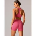 thumbnail image 3 of AEXTO Women's Solid Crop Sports Bra & High Waist Shorts Sportswear Set, Casual U Neck Sleeveless Crop Top & Skinny Shorts, Ladies Sportswear for Indoor Outdoor Wear, 3 of 9