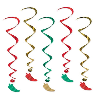 Pack Of 30 Southwestern Chili Pepper Metallic Spiral Hanging Party