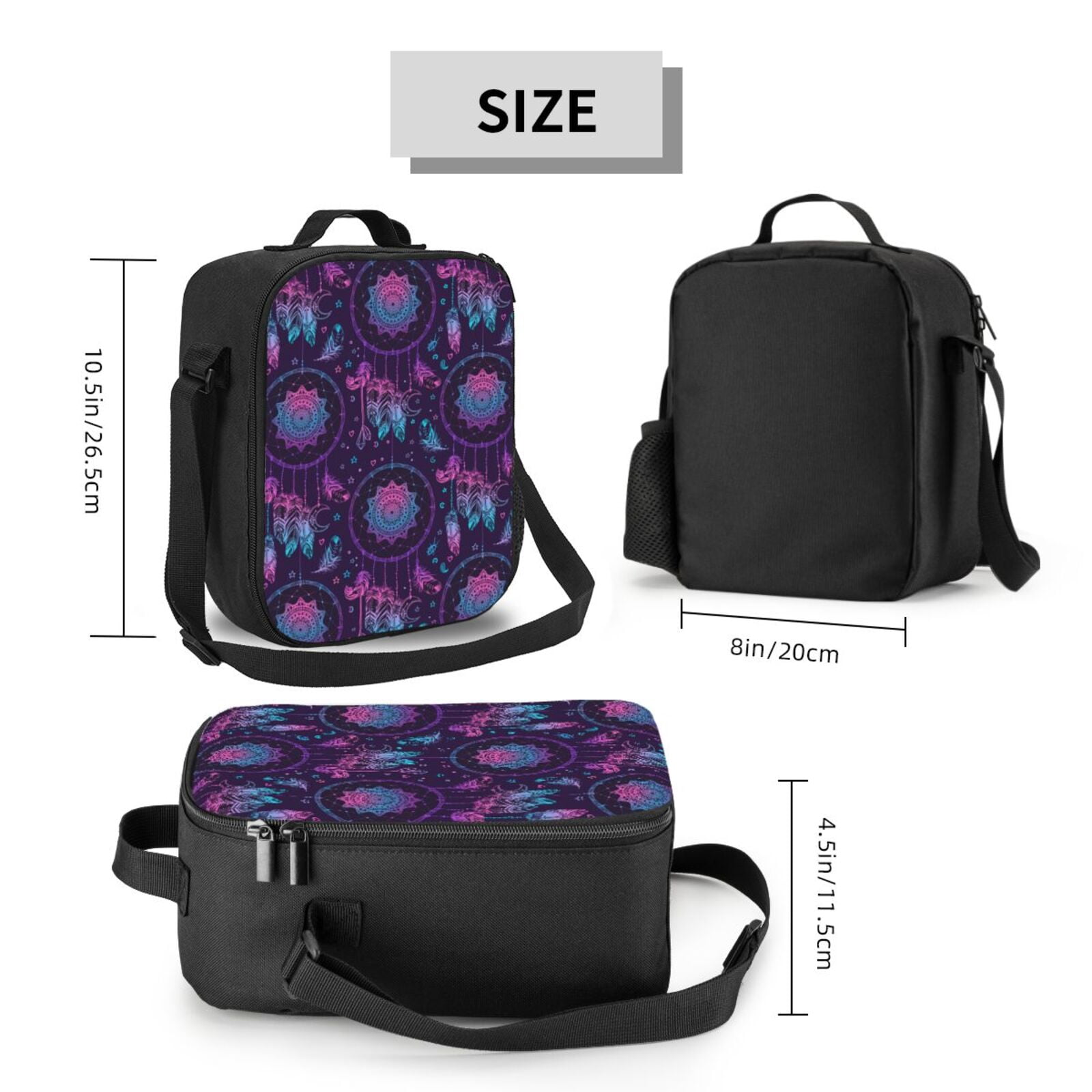 Xecao Purple Dreamcatcher1 Print Lunch Bag - Durable, Double-Insulated Lunch Bag, Holds Lunch Box, Water Bottle, & Snacks,Leakproof Cooler Tote Bag