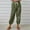 Army Green, variant on QUINDOS Women Pants Taper Ankle Length High Waisted Activewear Sweatpants Cotton Linen Print Athletic Fit Pants with Pockets