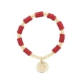 thumbnail image 1 of Pulsera San Benito Aros rojos Chapa de Oro 18K Horoz WH550, 1 of 5