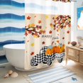thumbnail image 5 of No Hook Shower Curtain with Built-in Rings - Farmhouse Plaid Truck Fall Thanksgiving Washable Waterproof Fabric Bathroom Curtains for Hotel,Rentals, 60 X 72 Inch Long , Orange Pumpkin Leaf, 5 of 9