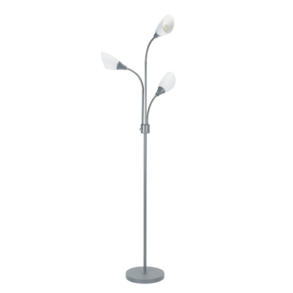 Catalina Lighting Medusa 70.25'' 3-Light Floor Lamp with White Plastic Dome Shade Modern Floor Light Fixture for Living Room, Bedroom or Office, Silver