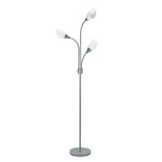 Catalina Lighting Medusa 70.25 3-Light Floor Lamp with White Plastic Dome Shade Modern Floor Light Fixture for Living Room, Bedroom or Office, Silver