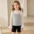 thumbnail image 4 of Girls White Mesh Long Sleeve Top – Lightweight Sheer Layering Shirt with Heart Print, Casual Flowy Blouse for Ages 3-12,Size 4-5 T, 4 of 9