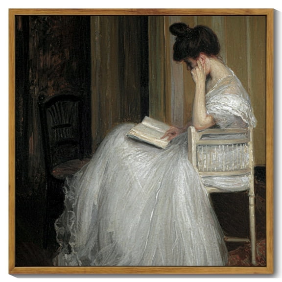 Drsoum Vintage Elegant Lady Wall Art 16x16in Natural Framed Medieval Elegant Women in Learning Wall Prints Modern Bathroom Office Decor