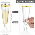 thumbnail image 2 of 120 Pack 5 Ounces Plastic Champagne Flutes Disposable Plastic Champagne Glasses for Parties Clear Toasting Flutes Cocktail Cups for Wedding, Anniversary, Birthday (Gold), 2 of 7