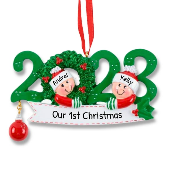 Ornaments by Elves Personalized Couple Year 2023 Christmas Ornament First Xmas Together Decor