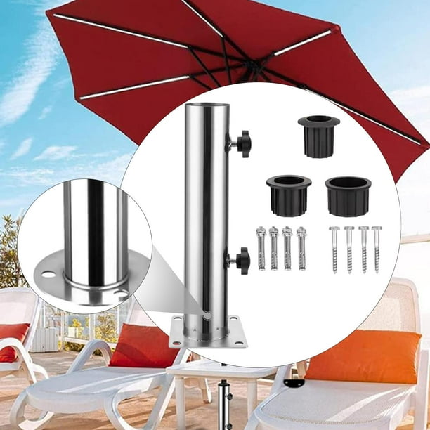 Base de soporte para sombrilla de patio, tubo de soporte para sombrilla, de repuesto para sombrilla de terraza, para exteriores, patio, balcón, césped base de 3 agujeros