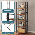 thumbnail image 6 of Satifur Bookshelf Bookcase Organizer with 6 Shelves for Living Room Bedroom Kitchen Garage 47.9"H,Rustic Brown, 6 of 9