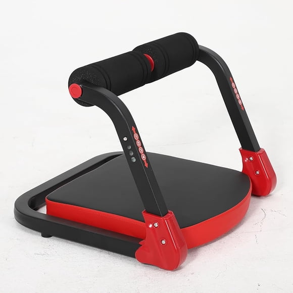 Ab Machine – Adjustable 4-Level for Home Gym – Seat Up & Core Trainer – Abs Bench with Resistance Bands – Portable – 264 lb Capacity – Red & Black