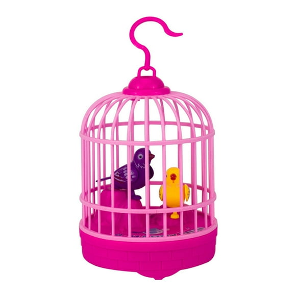 Inductive Sound Voice Control Activate Chirping Singing Bird Cage Kids Funny Toy