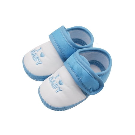 

Gomelly Newborn Crib Shoes Cartoon First Walkers Shoe Soft Sole Sneakers Anti Slip Walking Sneaker Infant Baby Girls Boys Flats White Blue 4.5C