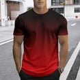 thumbnail image 2 of Mens Pique Shirts Oversized Crew Neck Short Sleeve City Print Basic Loose Sports Mens Workout Shirts,Red,2XL, 2 of 5