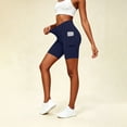 thumbnail image 2 of TEAJOPSUU Womens Tummy Control Yoga Shorts Slim Fitted Workout High Waist Shorts with Pockets Form Fitting Legging Shorts for Gym Sports Navy, 2 of 9