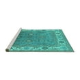 thumbnail image 2 of Ahgly Company Machine Washable Indoor Square Oriental Turquoise Blue Industrial Area Rugs, 5' Square, 2 of 4
