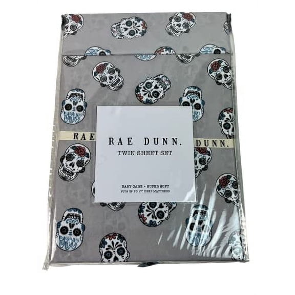 Rae Dunn Day of The Dead Sugar Skull Halloween Twin Size Sheet Set