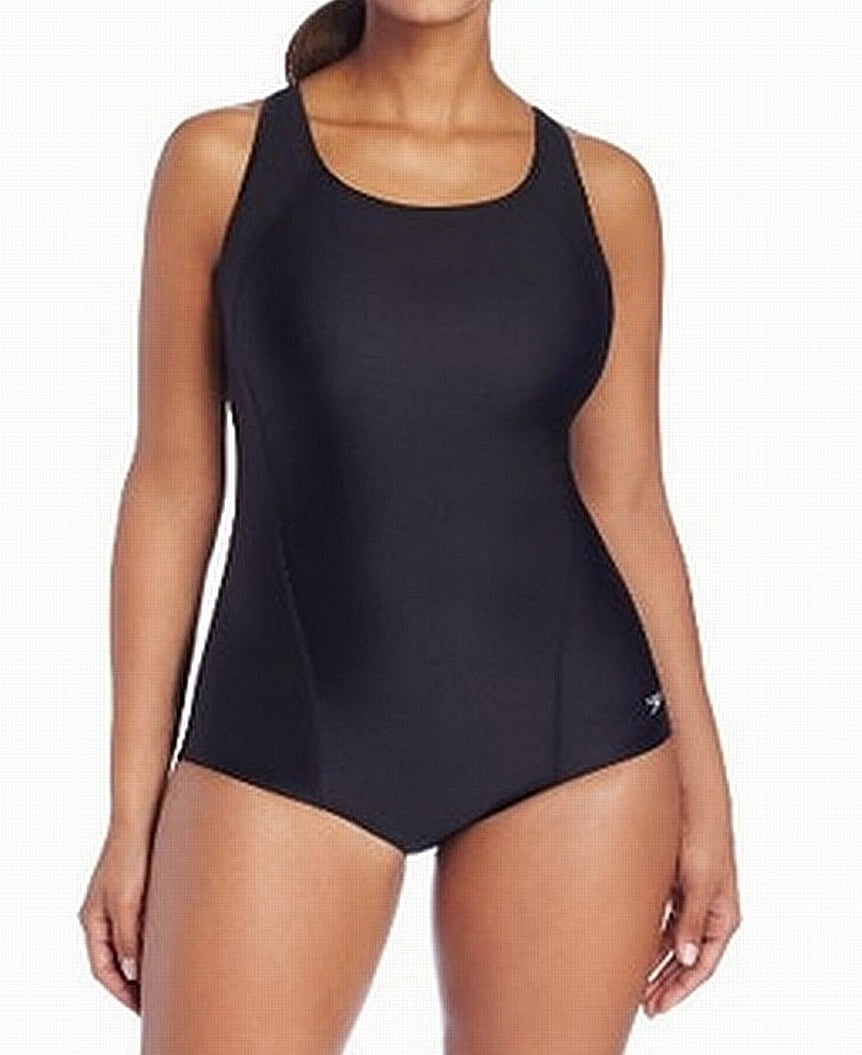 Photo 1 of Speedo NEW Deep Black Womens Size 24 Open-Back One-Piece Swimwear