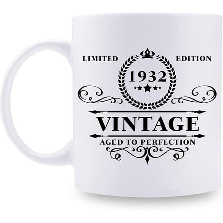 

1932 Birthday Gifts for Women Men - 1932 Vintage 11 oz Coffee Mug - Great 1932 Birthday Gifts for Grandpa Grandma Dad Mom Friend Sister Brother Coworker