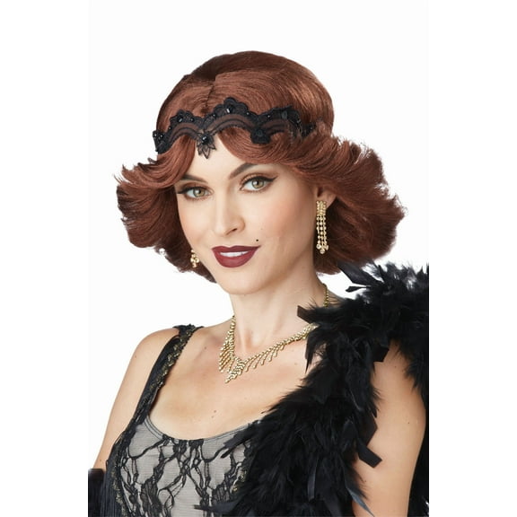 California Costumes Brunette 20s Glitz And Glamour Wig, Brown Flapper Wig