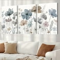 thumbnail image 3 of 3-Piece Set of Holiday Decorative Canvas Wall Art Floral Pattern Wall Decoration Indigo Brown Frameless Framed Living Room Bedroom Hanging Painting, Frameless Canvas Painting, 3 of 9