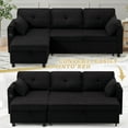 thumbnail image 6 of ACMEASE 84" L-Shaped Pull Out Sofa Bed w/Storage Chaise, Tufted Sectional Sofa w/USB Port, Fabric Sleeper Couch w/Cup Holders for Living Room, Black, 6 of 6