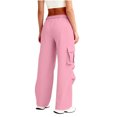 thumbnail image 6 of Bloomae Wide Leg Cargo Sweatpants Women Casual Drawstring High Waisted Baggy Sweat Pants Loose Fit Stretchy Soft Cotton Pants with Multi-Pockets Hot Pink XL, 6 of 8