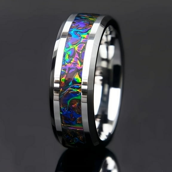Men's Tungsten Steel 8mm Wedding Ring - Personalized Style Single Ring, Fashionable Multifunctional Engagement Commitment Ring, Comfortable Fit,10