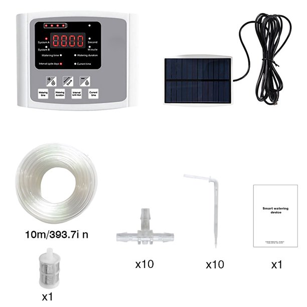 Sistema de riego automático Dispositivo de riego por goteo con energía solar para interiores Máquina de riego automático, Bomba única, Gris, 10 m Inevent HA9155-01B