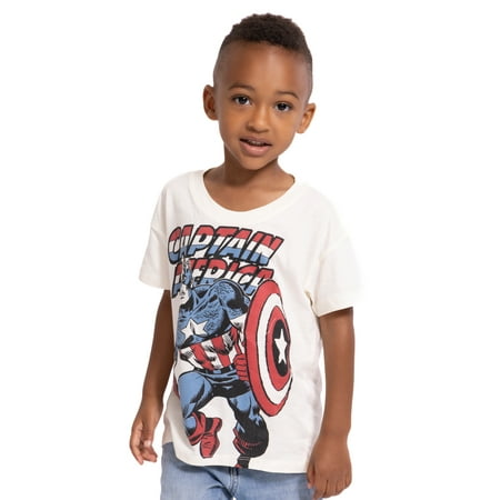 Marvel Captain America Toddler Boys Graphic Tee with Short Sleeves, Sizes 12M-5T