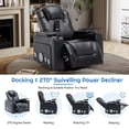 thumbnail image 3 of DeeHome 270 Degree Swivel PU Leather Power Recliner Individual Seat Home Theater Recliner with Surround Sound, Cup Holder, Removable Tray Table, Hidden Arm Storage for Living Room, Black, 3 of 9