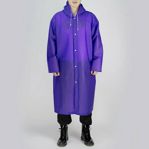 Men Women Waterproof Jacket EVA Button Hooded Raincoat Rain Coat Poncho Rainwear
