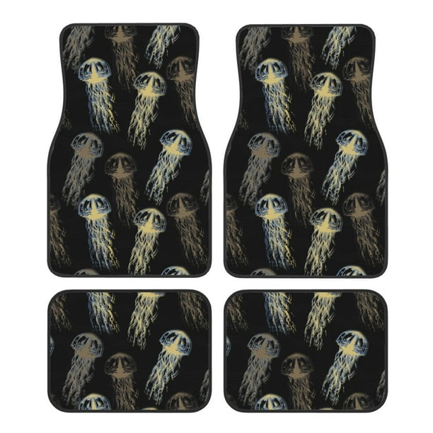 Fotbe Jellyfish Juego de 4 Tapetes para Auto con Estampado – Alfombrillas de Goma Reforzada, Diseño Antideslizante, Protección para Todo el Año – Vehículos, Autos, Camionetas y SUVs