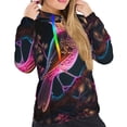 thumbnail image 5 of Yiaed Glowing Leaf Bird Print Womens Casual Hoodies Crew Neck Long Sleeve Sweatshirts With Pocket Pullover Tops Women's Hooded Sweatshirt-X-Large, 5 of 5