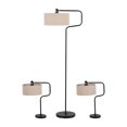 thumbnail image 2 of Sagebrook Home Modern Neutral Set of 3 Metal Floor and Table Lamps, Linen Shades, Black - 14" x 20" x 61", 2 of 11