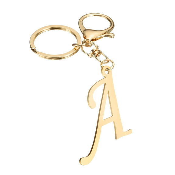 Uxcell Cute Gold Initial Letter Keychain Stainless Steel Letter A Keychains for Women Handbag