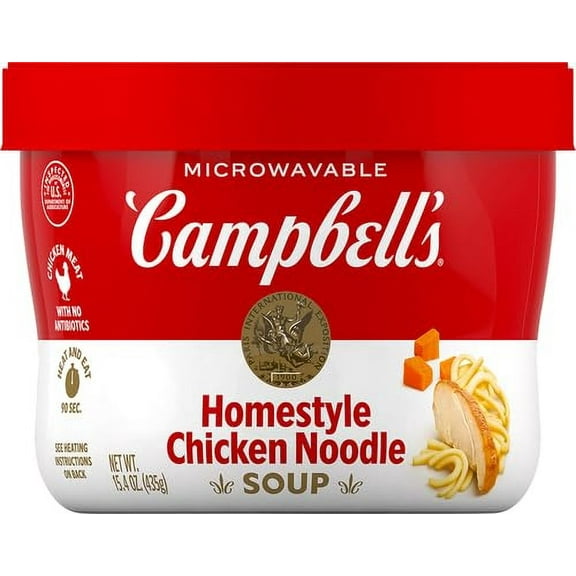 Campbell's Homestyle Chicken Noodle Soup, 15.4 Oz Microwavable Bowl ( Pack of 2 )