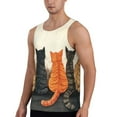 thumbnail image 2 of KLL Four Cats Watching Rain Print Men's Muscle Gym Workout Stringer Tank Tops Bodybuilding Fitness T-Shirts Tank Tops Men-3X-Large, 2 of 7