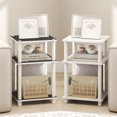 thumbnail image 1 of Furinno TURN-N-TUBE 3-Tier End Table Night Stand in White/Black Espresso, 1 of 6