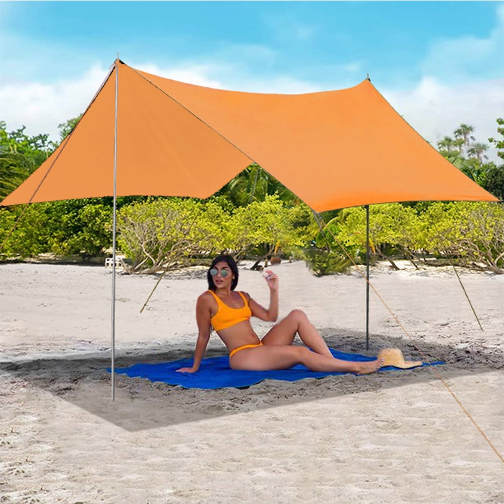 SUGIFT 10'x10' Sunshade Beach Tent Canopy with Sandbags Portable Sun  Shelter, Orange - Walmart.com