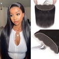 thumbnail image 2 of Ear To Ear 13x4 Lace Frontal Closure Straight Human Hair Extensions Virgin Brazilian Human Hair Lace Closure Invisible Natural Body Wave Curly Hair, 2 of 8