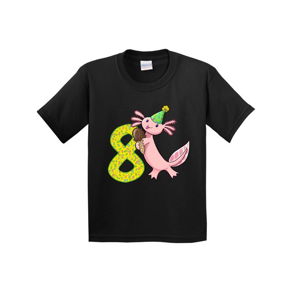 Inktastic 8th Birthday Axolotl with Ice Cream Youth T-Shirt